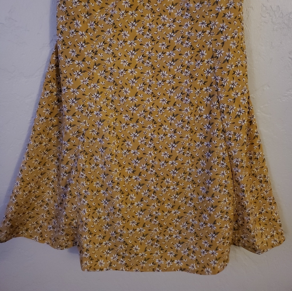 BETTER BE YELLOW WHITE Daisy FLOWER BABYDOLL MINI Fall Cottage Core DRESS LARGE - Picture 3 of 9